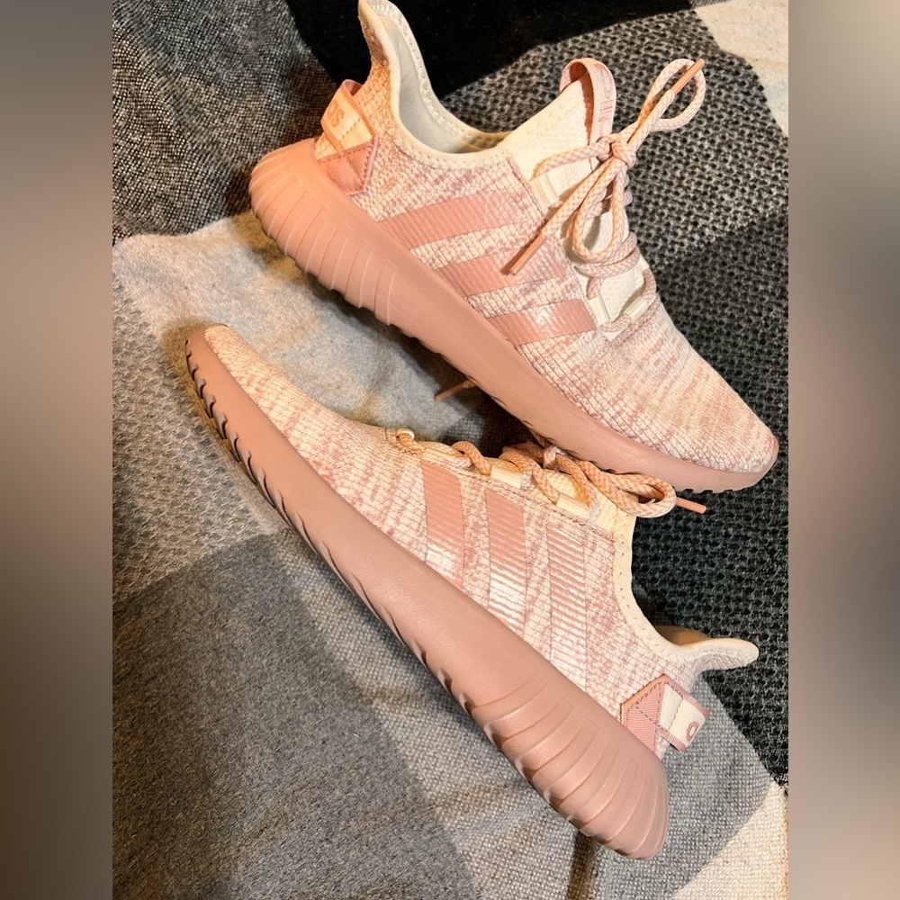 adidas Women’s Peach Pink Knit Sneakers - Picture 2 of 9